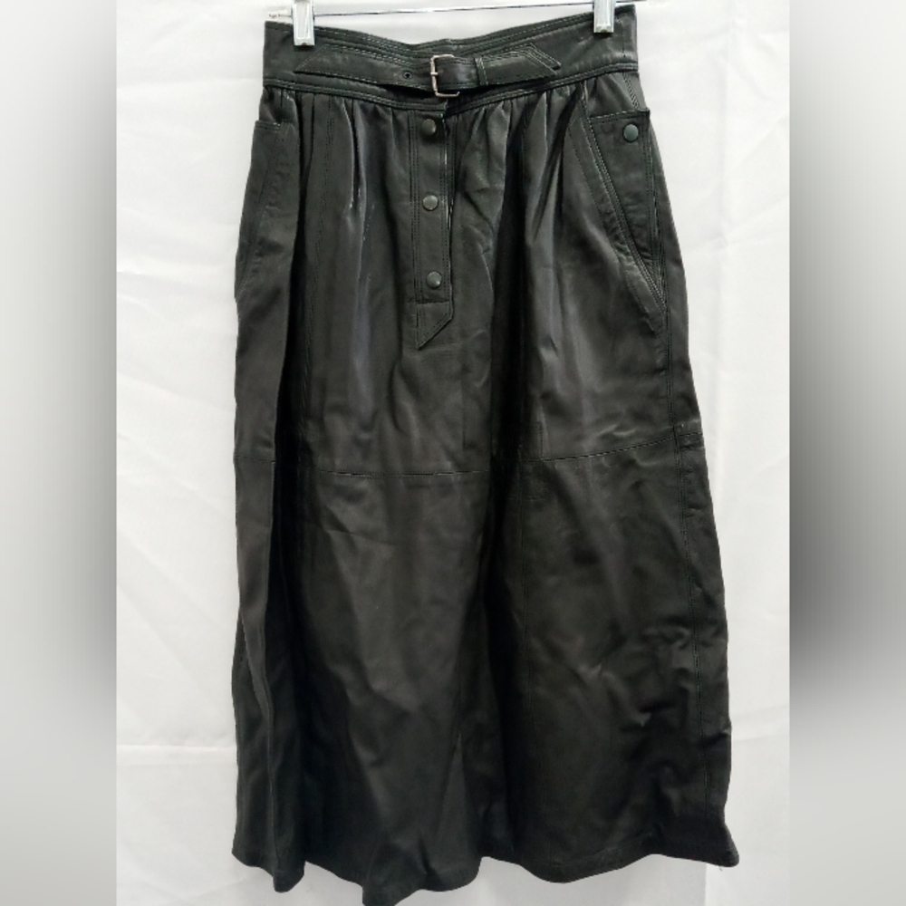 Escada Black Leather Maxi Skirt
